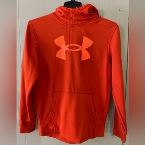 Under Armour Hoodie Mens Large Orange Loose Coldgear Pullover Fleece